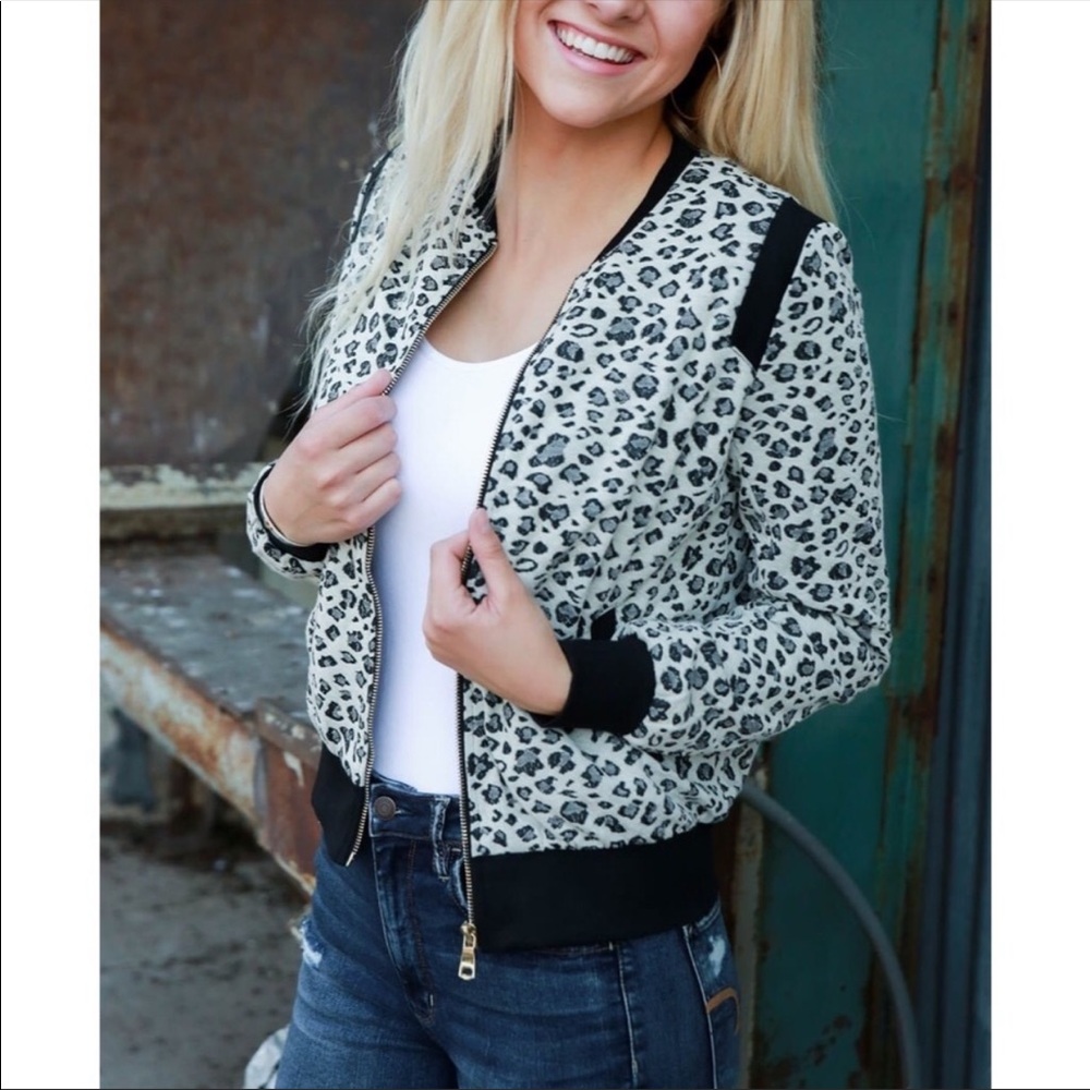 Leopard print bomber jacket